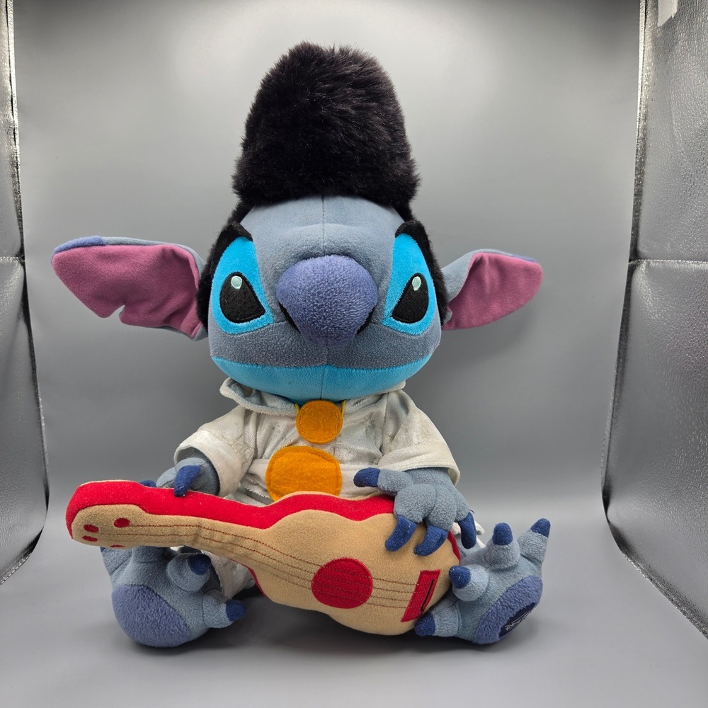 Disney Lilo & Stitch Elvis Presley Jumpsuit Guitar Plush 14 Inch Blue